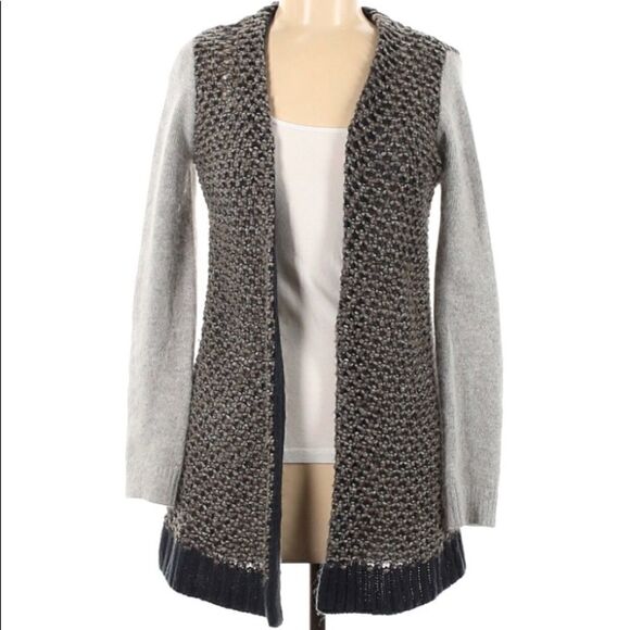 HINGE PEBBLE STITCH ANGORA CARDIGAN M - Picture 2 of 5